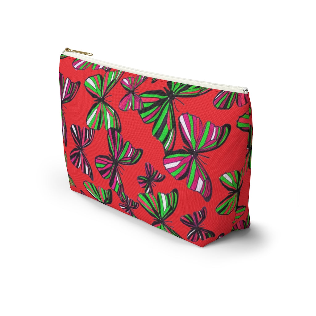 Butterflies Red Accessory Pouch