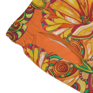 Floral Men's Orange Swimming Trunks