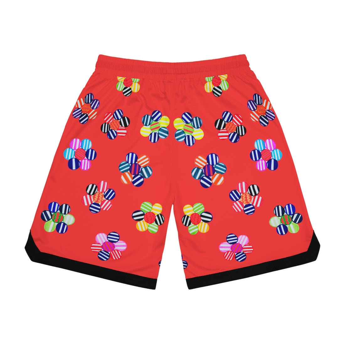 Vermillion Geo Floral Basketball Rib Shorts (AOP)