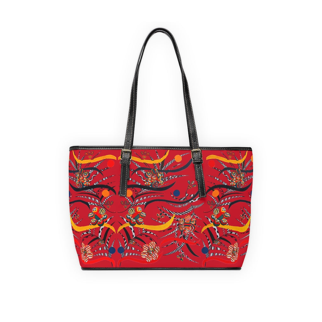 deep red  animal & jungle print tote bag