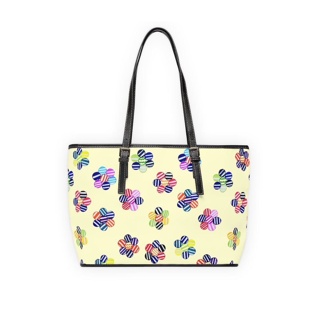 Cream Candy Florals PU Leather Shoulder Bag