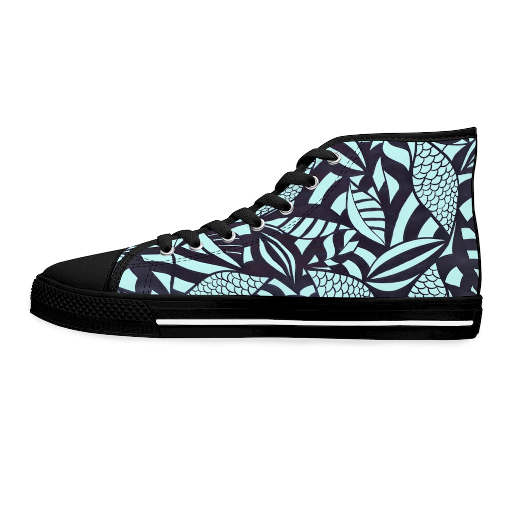 icy tropical print hightop women's sneakers