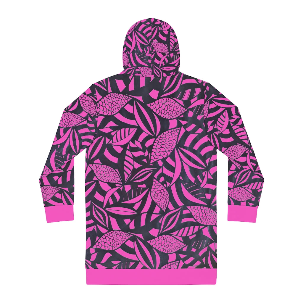 hot pink tropical print hoodie dress 