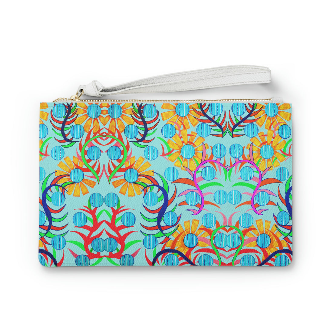 Icy blue Sunflower Print Clutch Bag