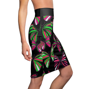 Black Butterflies Pencil Skirt