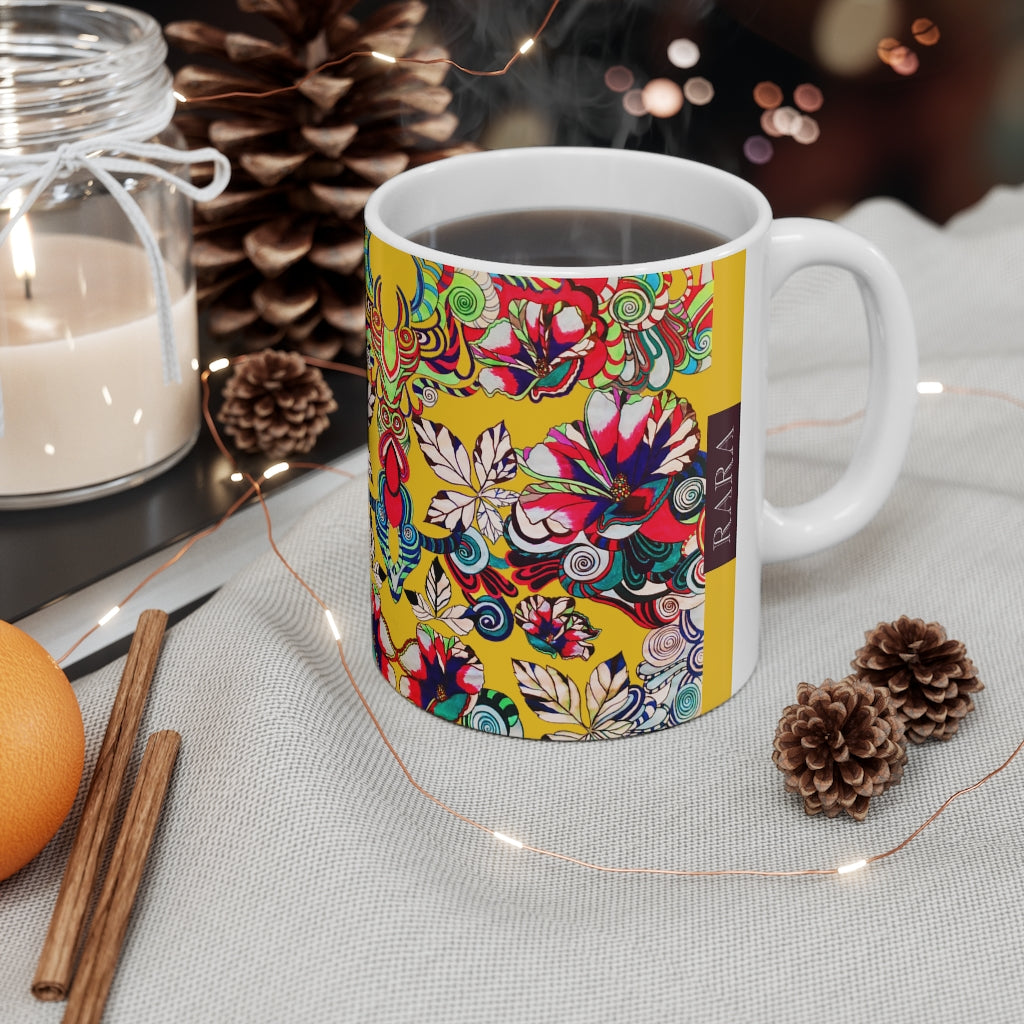 Floral Art Yellow Mug 11oz