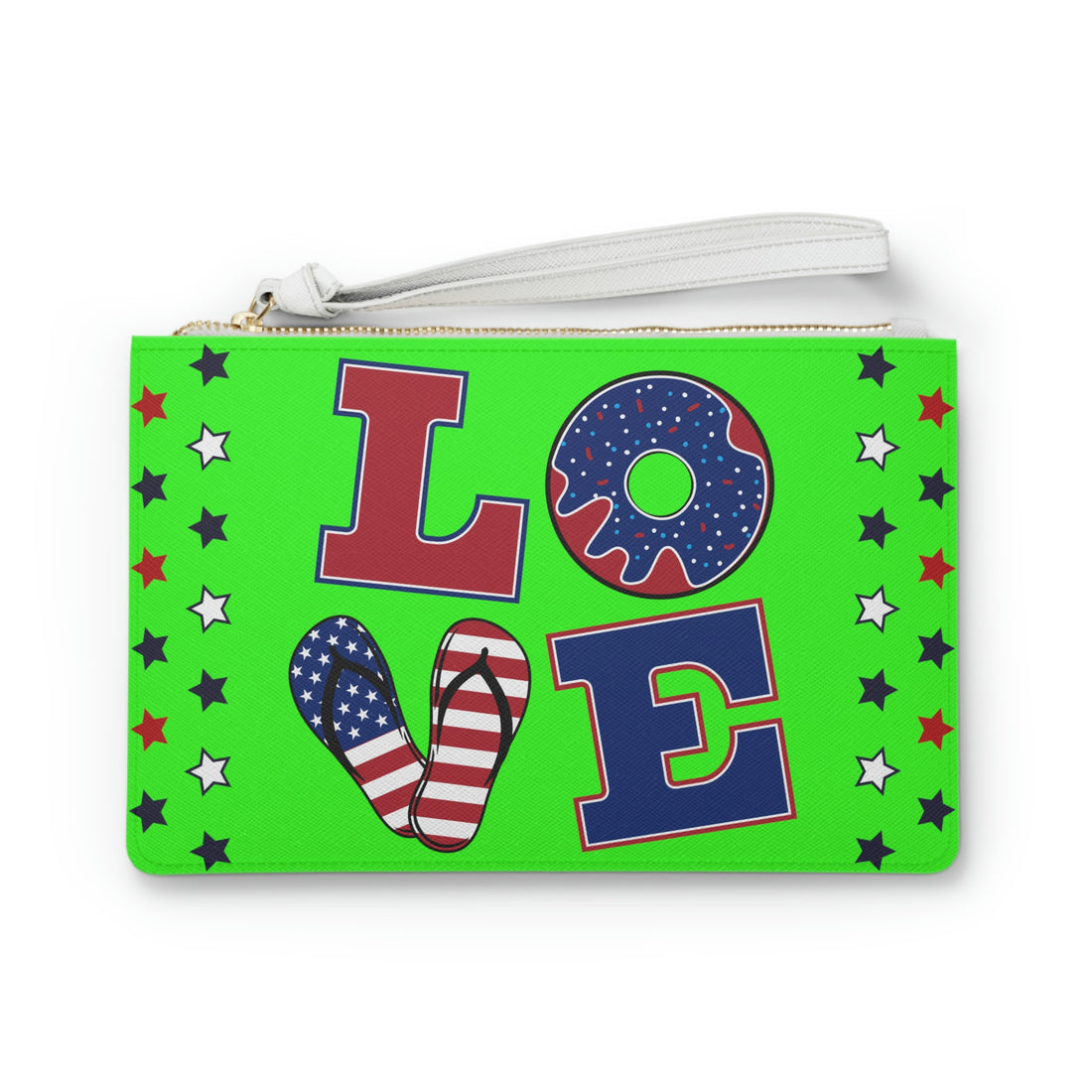 Neon Green American Love Clutch Bag