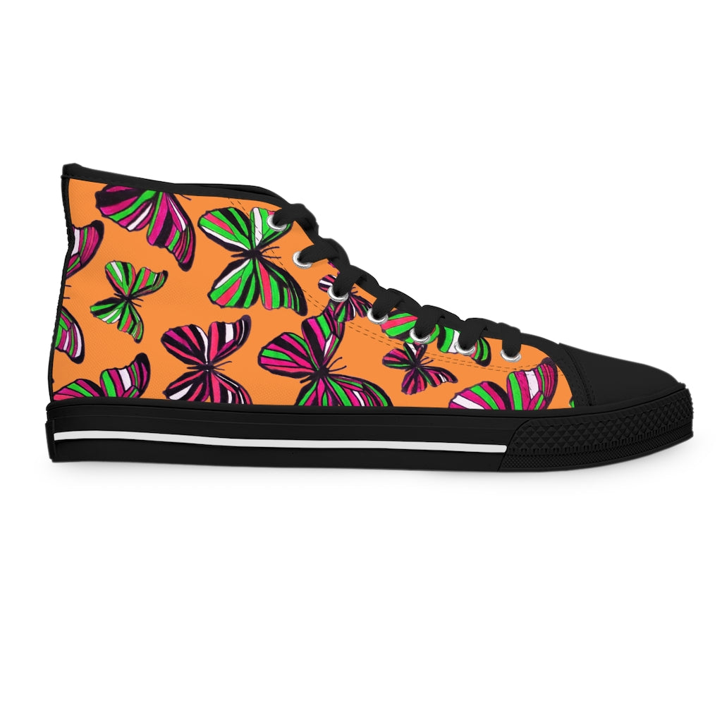 Peach Butterflies Women's High Top Sneakers