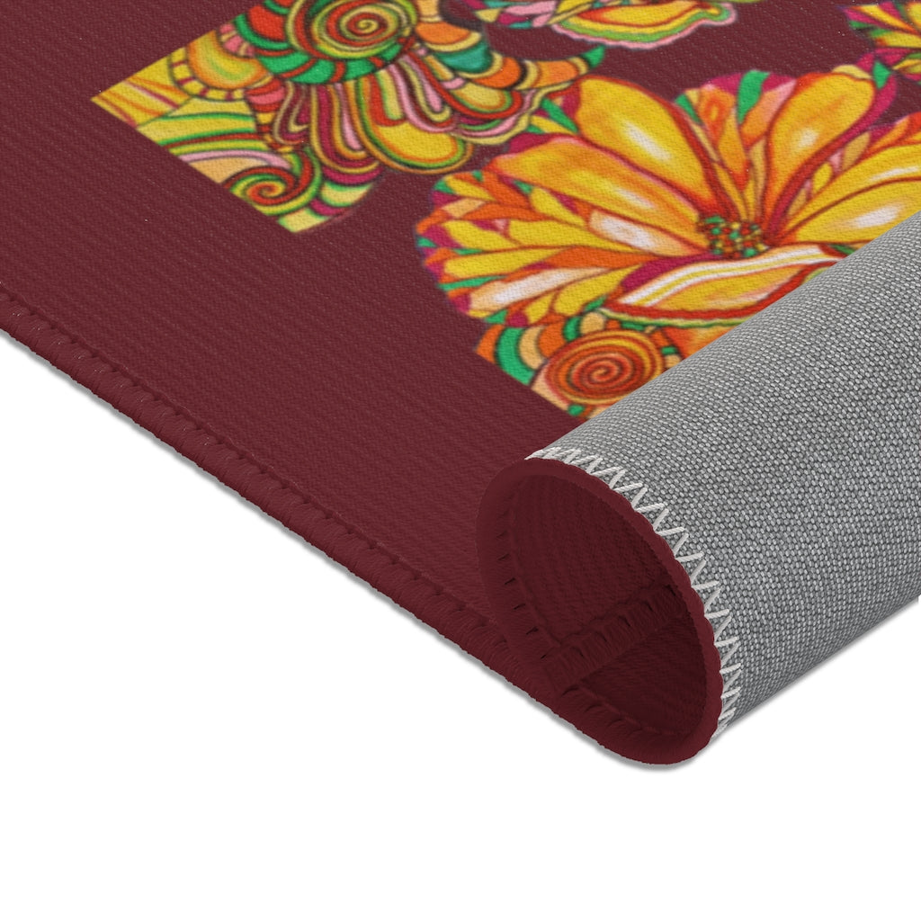Artsy Floral Marsala Area Rug