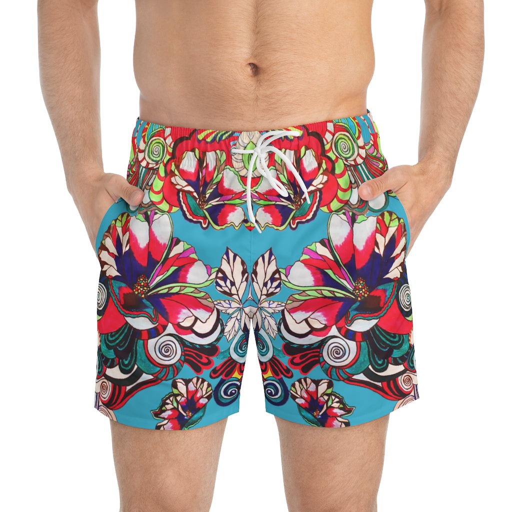 Aqua Graphic Floral Pop Men's Swimming Trunks