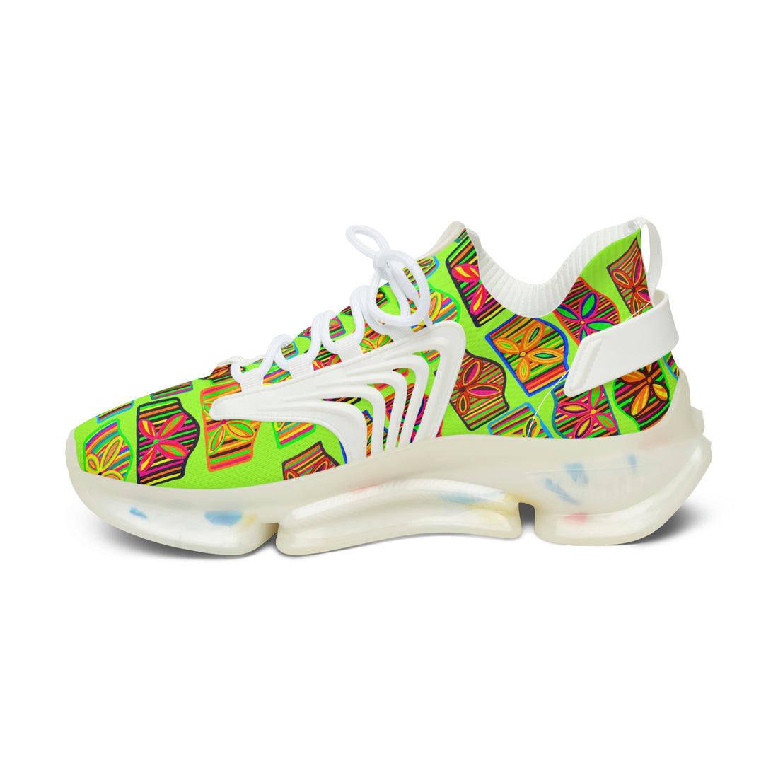 Lime Deco Print OTT Women's Mesh Knit Sneakers