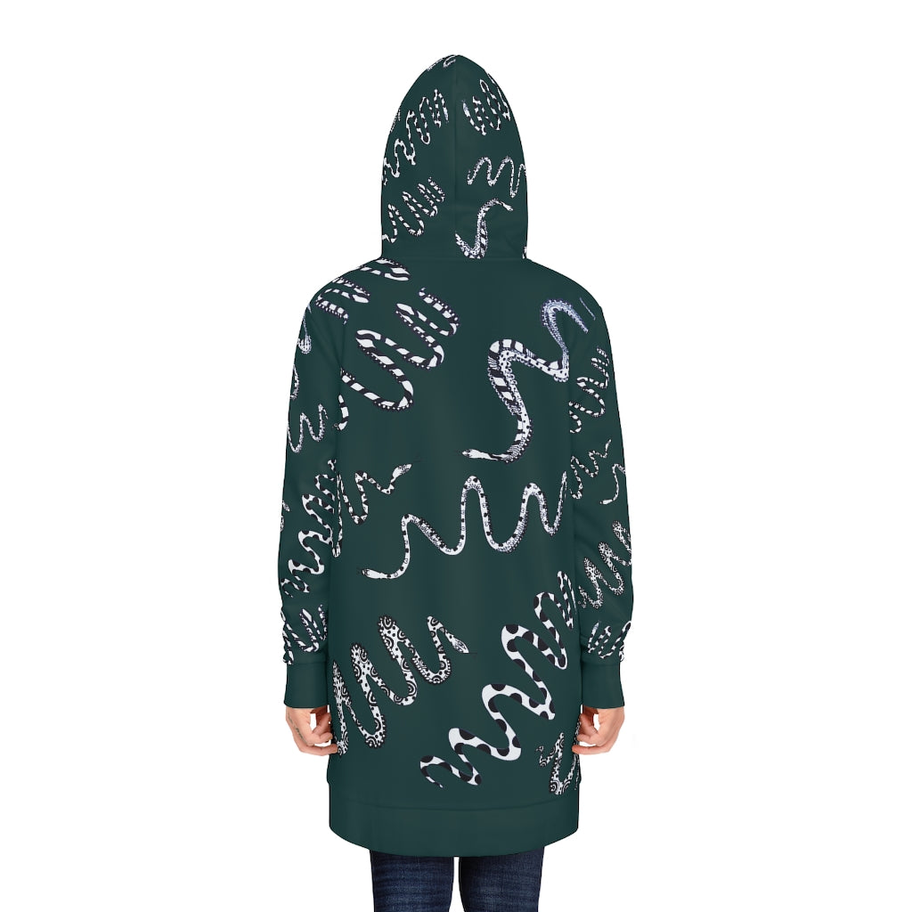 Bottle Green Snake Print Hoodie Dress