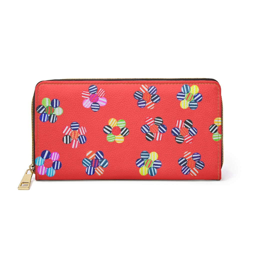 vermillion floral print clutch wallet