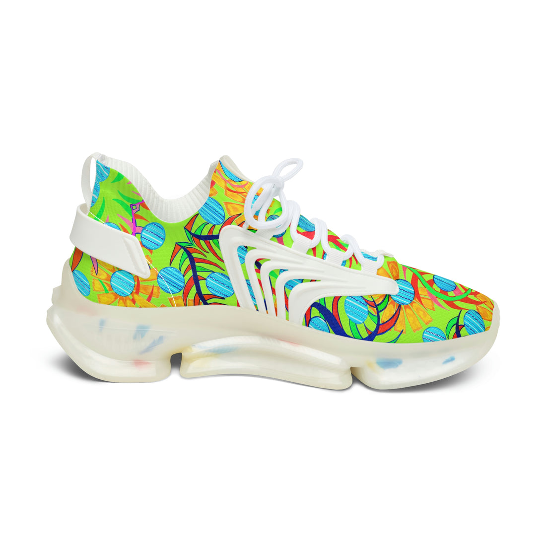 Lime Sunflower Printed OTT Women's Mesh Knit Sneakers