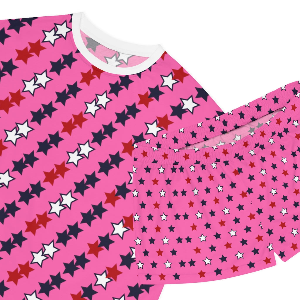 Rose Star Print Short Pajama Set (AOP)