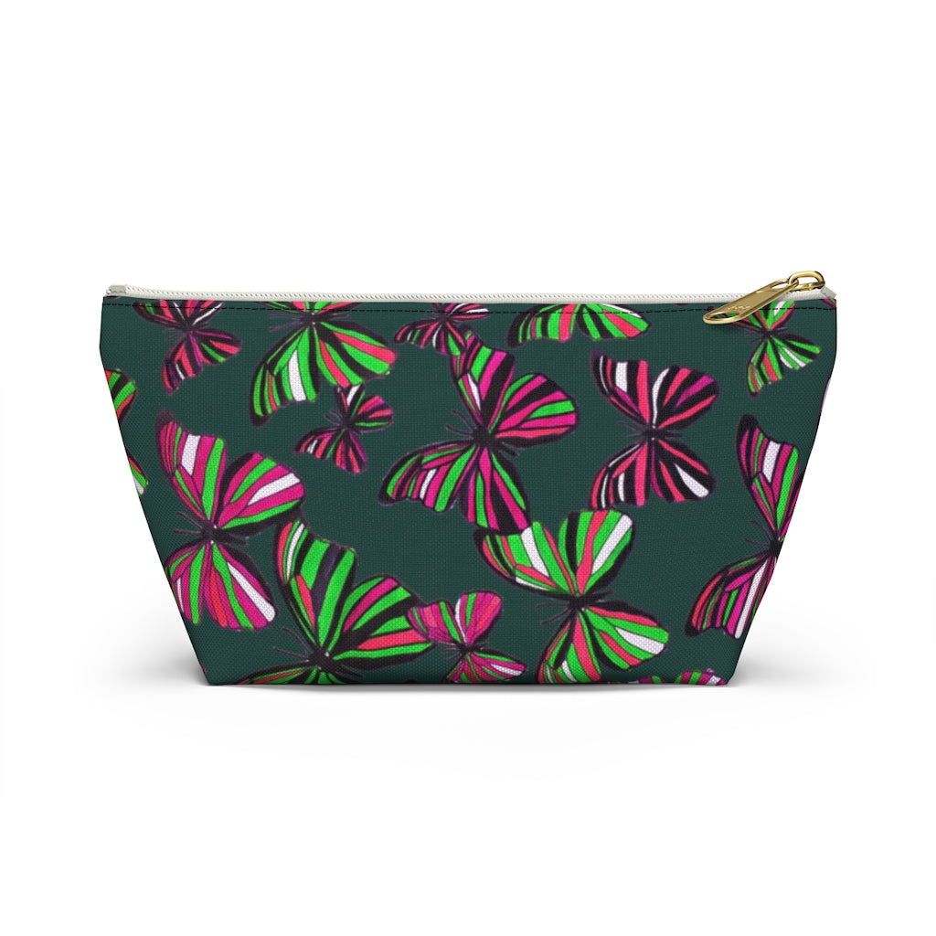 Butterflies Dark Green Accessory Pouch