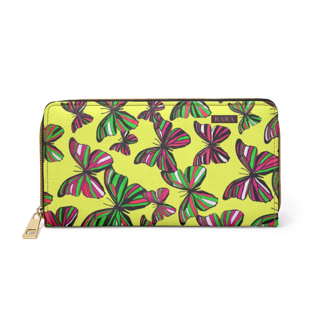 canary butterfly print wallet