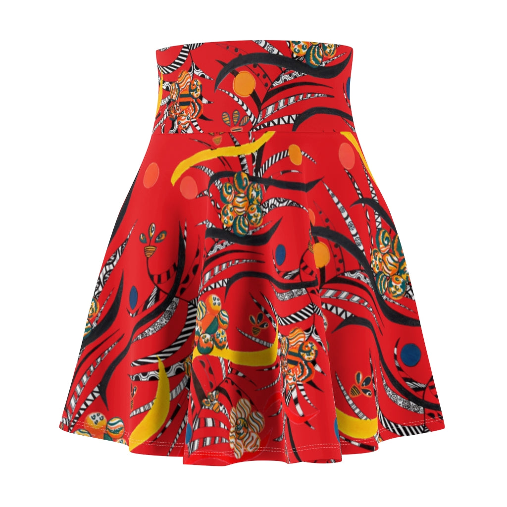 Red Grey Wilderness Skater Skirt