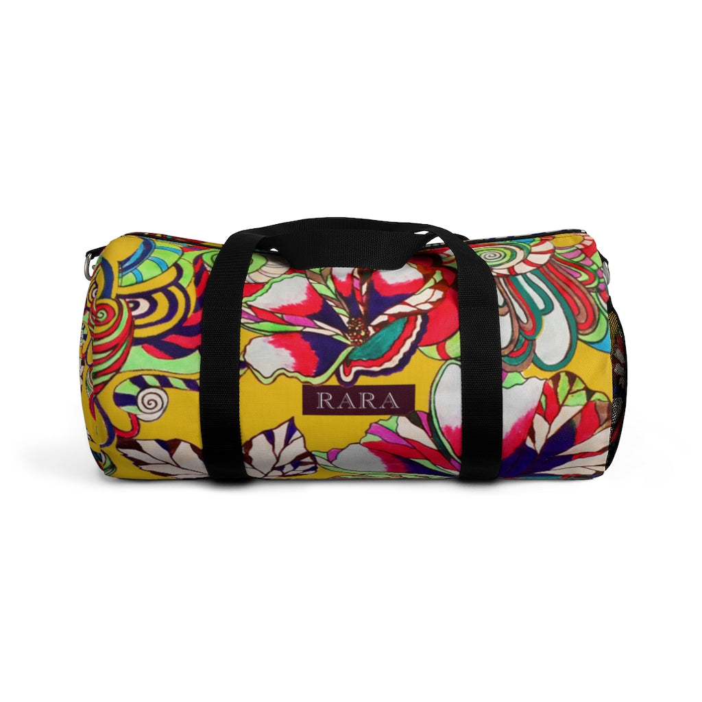 Artsy Floral Pop Yellow Duffel Bag