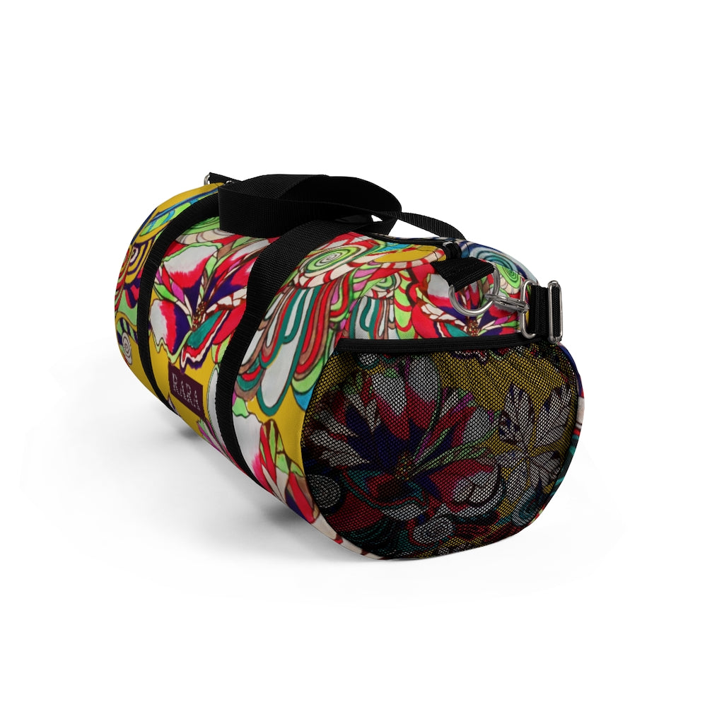 Artsy Floral Pop Yellow Duffel Bag