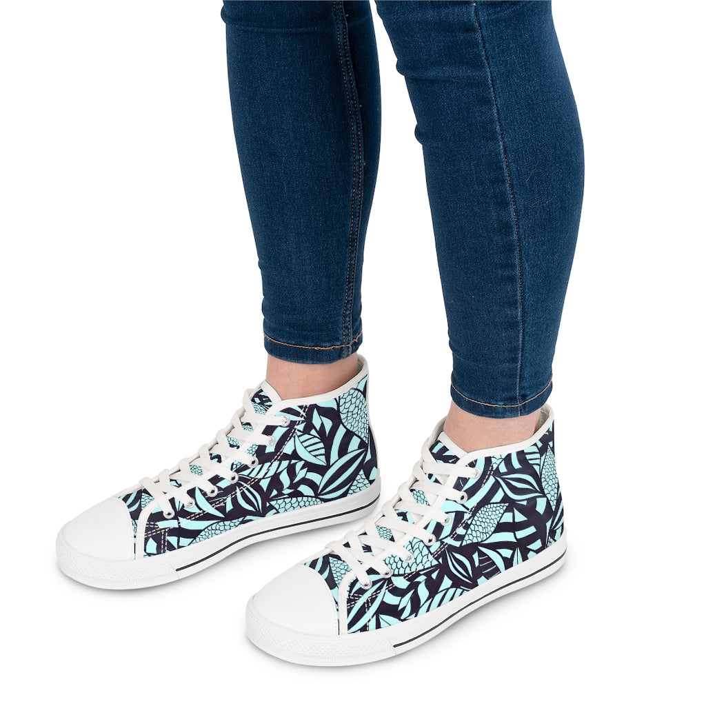 Icy Tropical Minimalist Women's High Top Sneakers