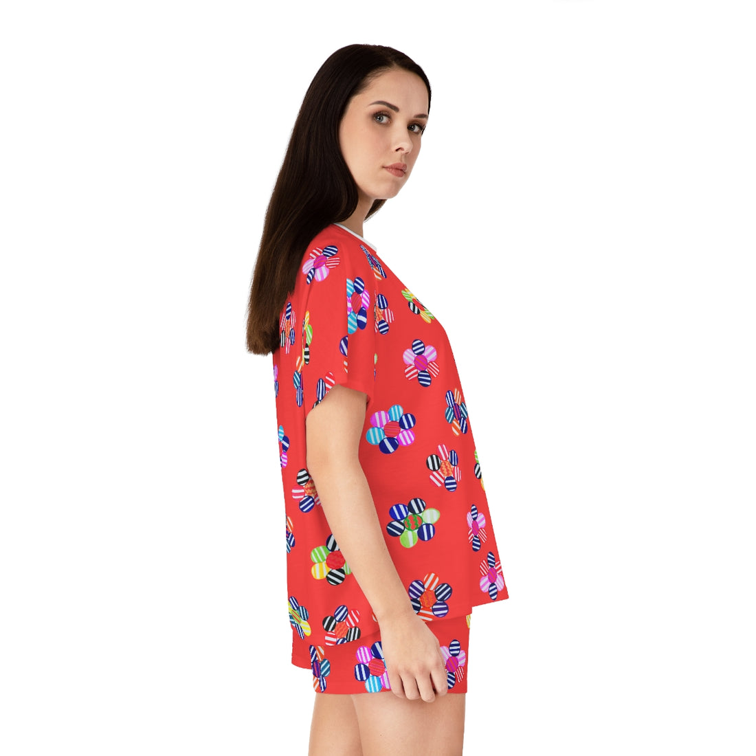 Vermillion Candy Floral Short Pajama Set (AOP)