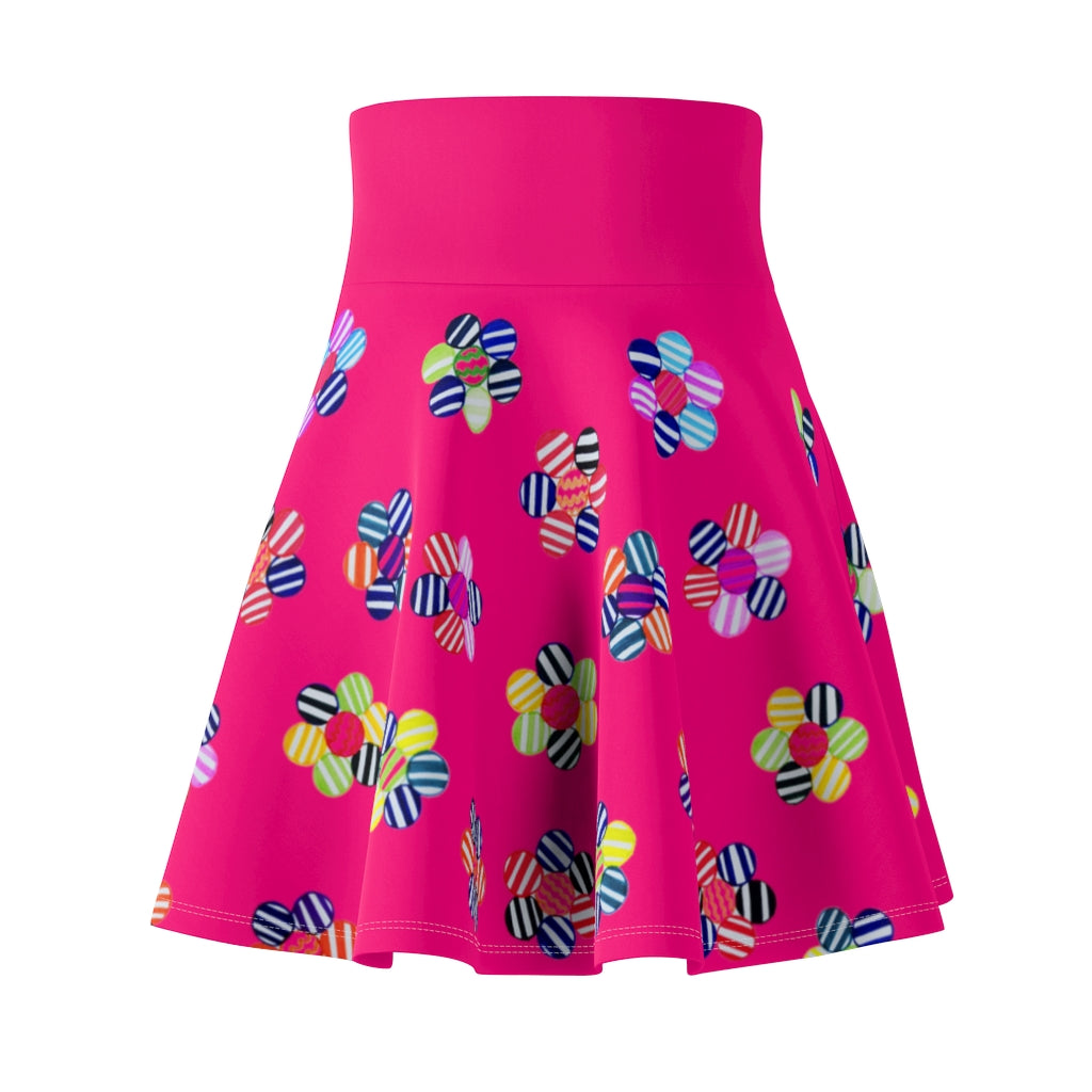 Hot Pink Candy Florals Skater Skirt