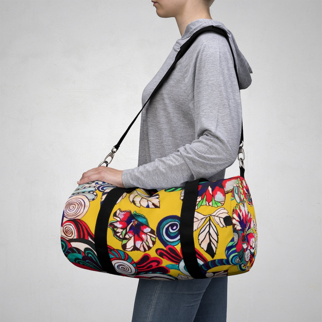 Artsy Floral Pop Yellow Duffel Bag