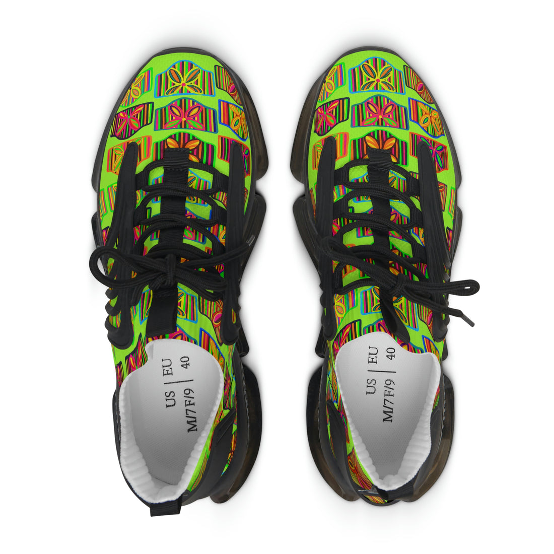 Lime Deco Print OTT Women's Mesh Knit Sneakers