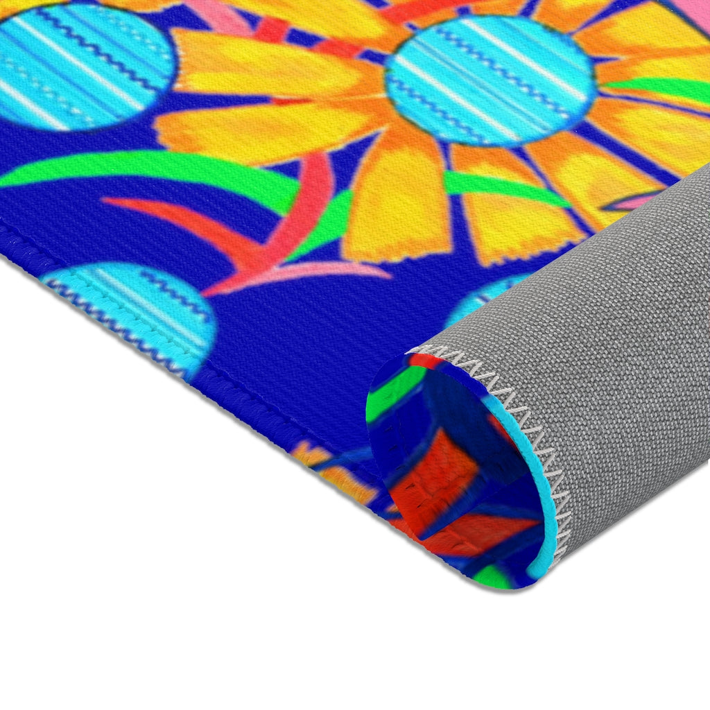 Sun Flower Royal Blue Area Rug