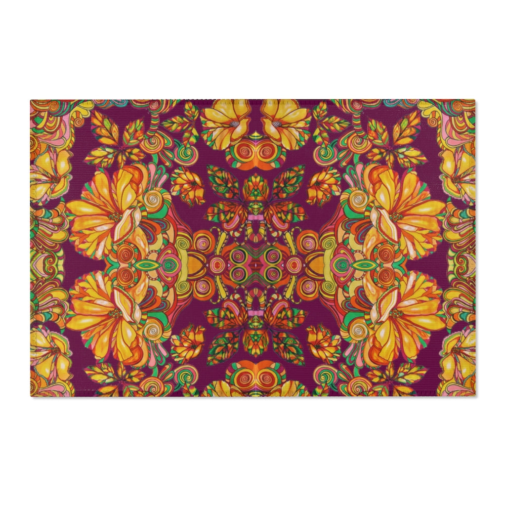 Artsy Floral Royal Purple Area Rug