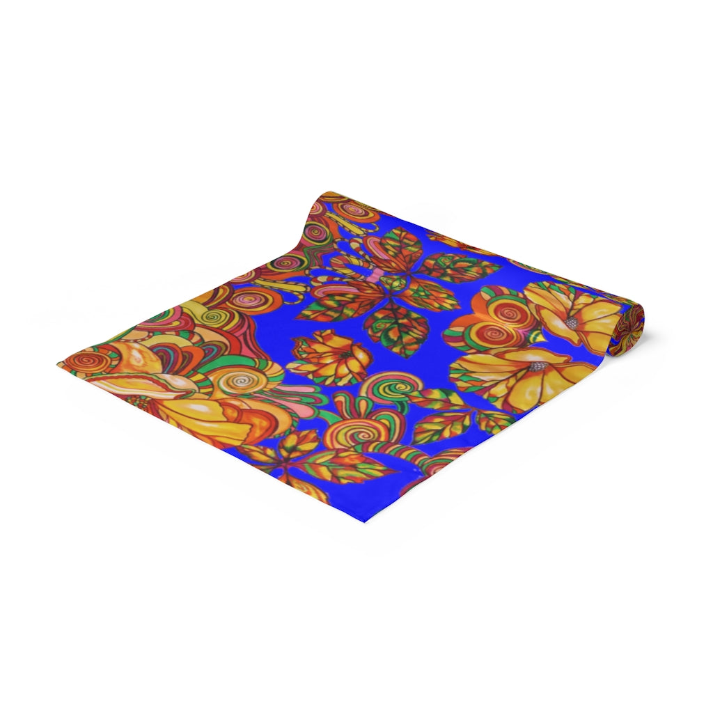 Artsy Floral Electric Blue Table Runner