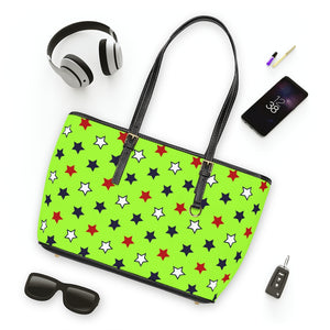 lime green star print handbag