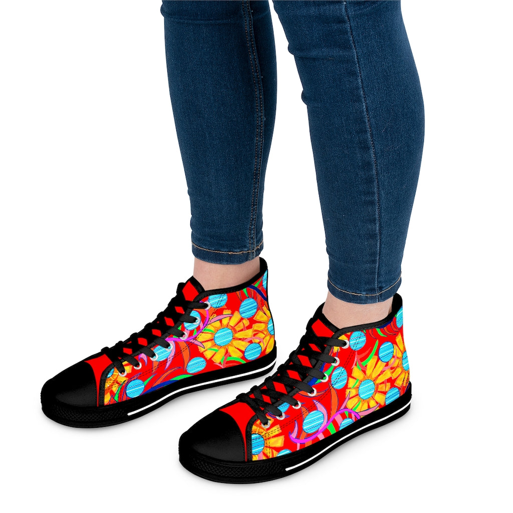 Red Sunflower Women's High Top Sneakers