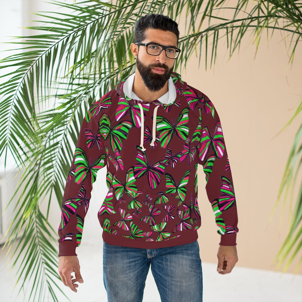 Butterflies Pullover Marsala Hoodie