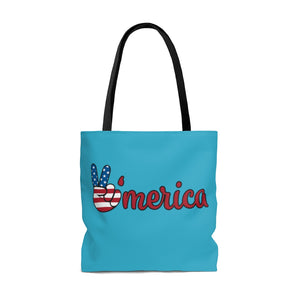 AOP All American Aqua Tote Bag