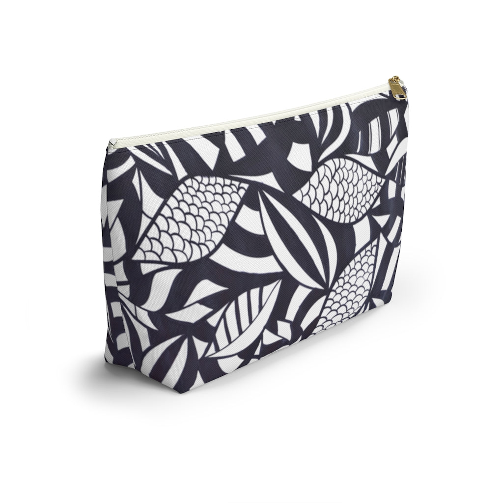 White Tropical Minimalist Accessory Pouch