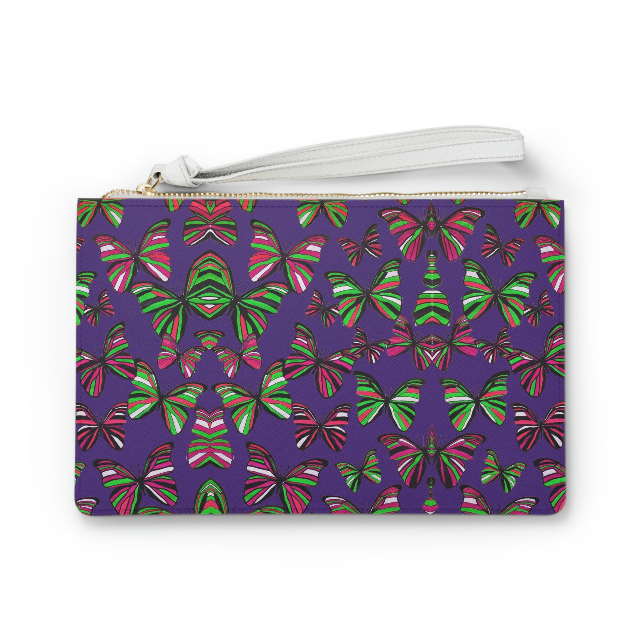 Purple Butterfly Print Clutch Bag