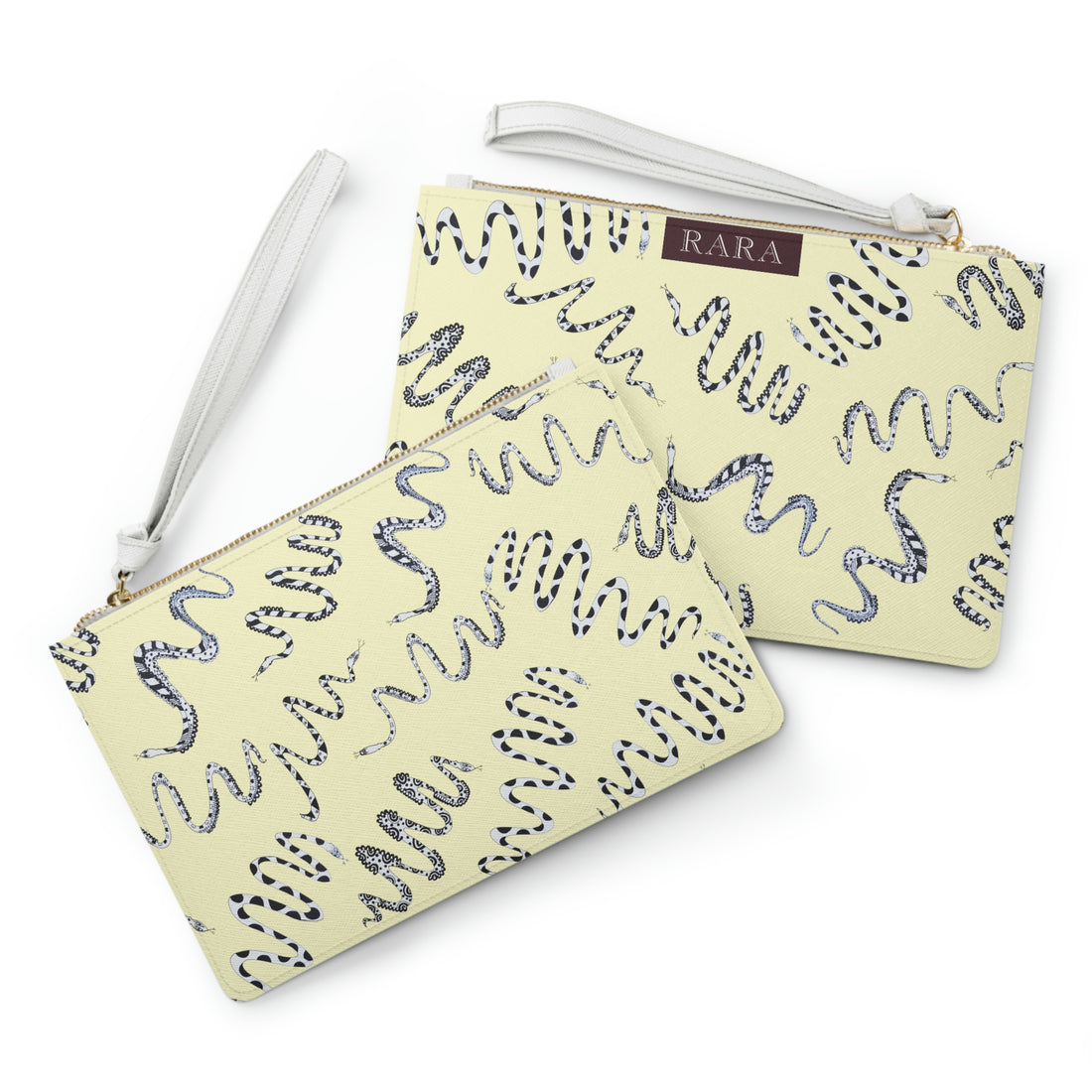 cream snake print clutch bag