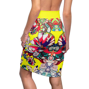 Floral Pop Canary Pencil Skirt