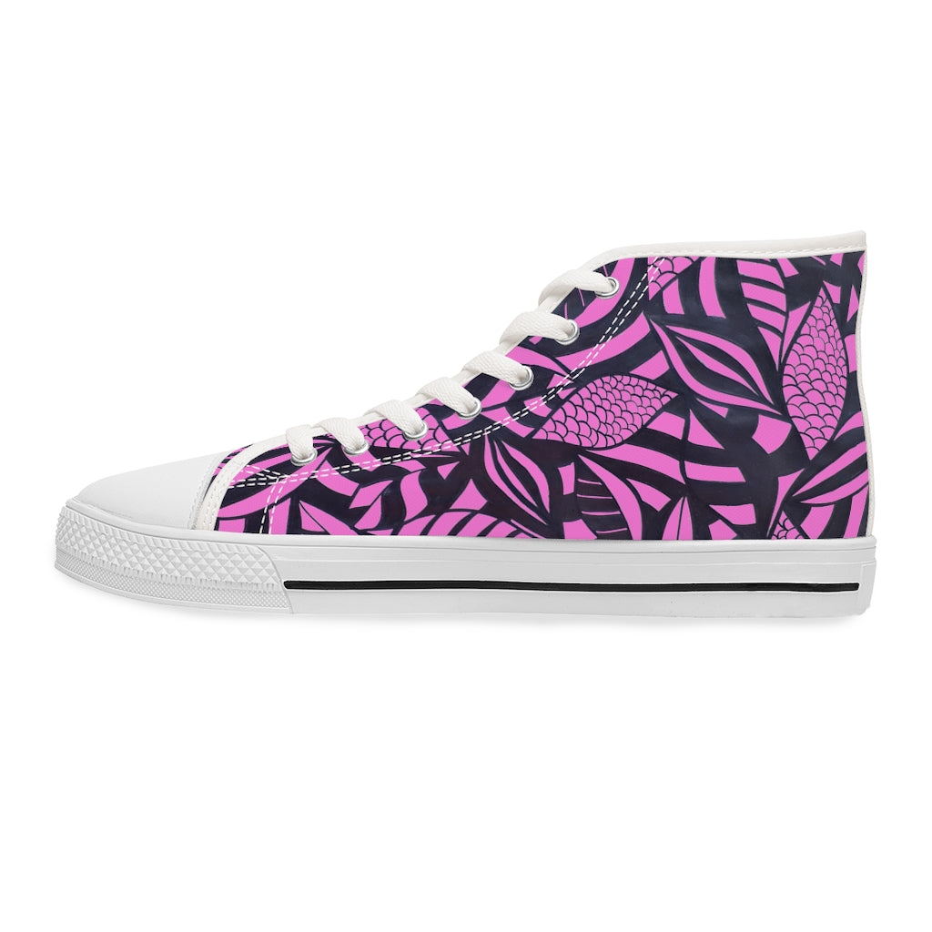 Rose Tropical Minimalist Women's High Top Sneakers