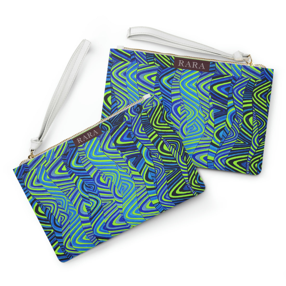 lime green sonic waves print clutch bag