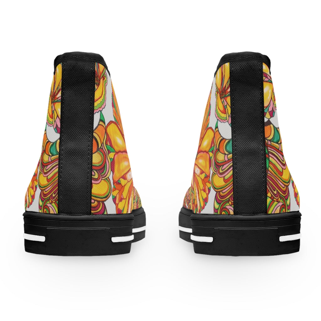 slate floral print canvas high top sneakers for women