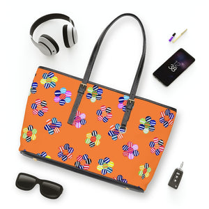 Peach Candy Florals PU Leather Shoulder Bag