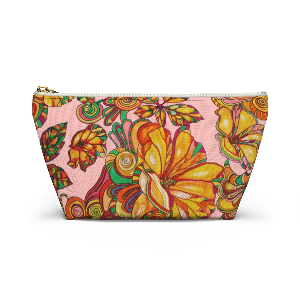 Blush Artsy Floral Accessory Pouch