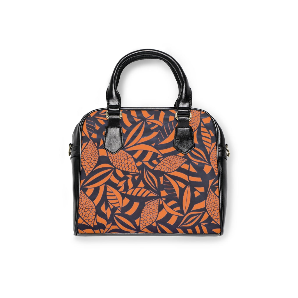 peach tropical print handbag