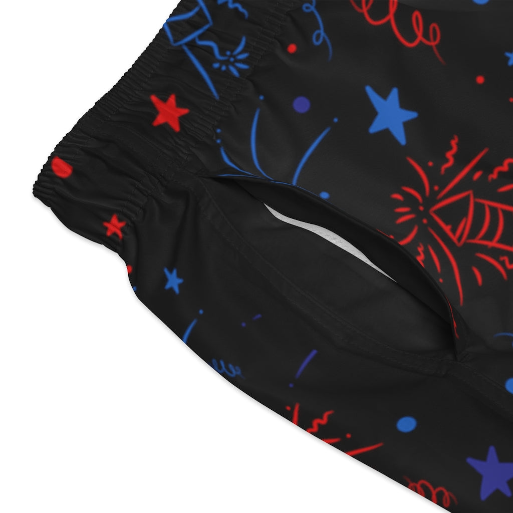 Men's Firecracker Black Swimming Trunks