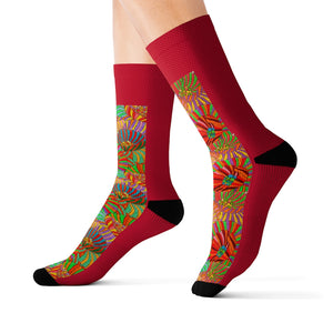 Wild Flower Red Sublimation Socks