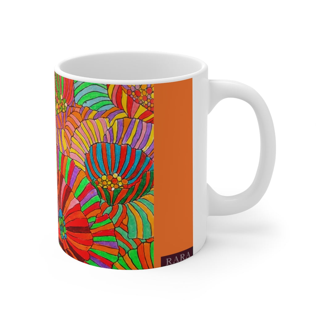 Wild Flower Orange Ceramic Mug 11oz