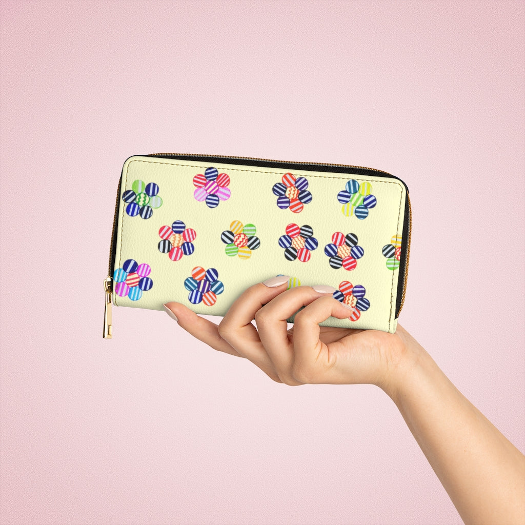 cream floral print clutch wallet